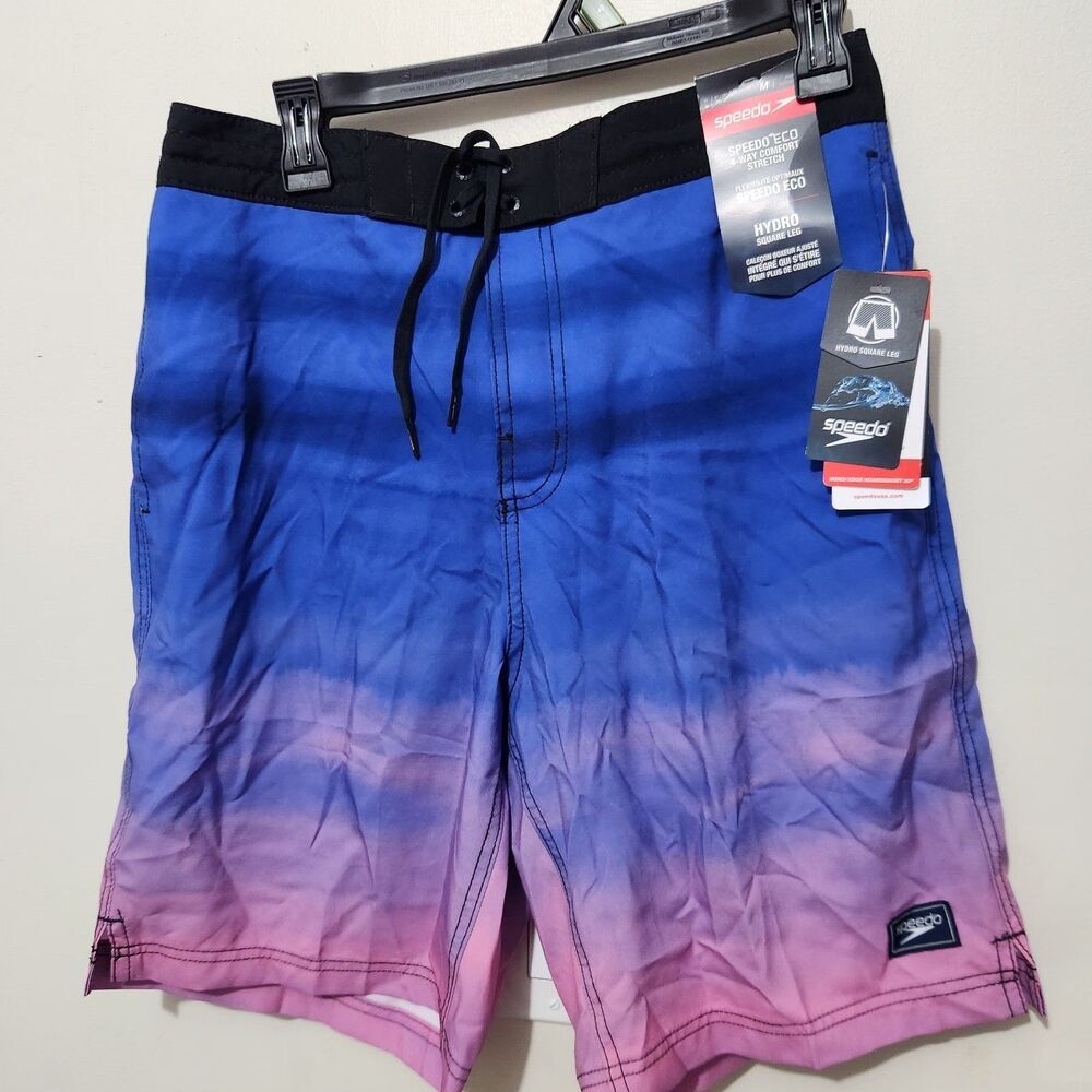 Speedo Mens Swim Trunks Size Medium Hydro Square Leg 4-way Comfort Stretch - Picture 1 of 12